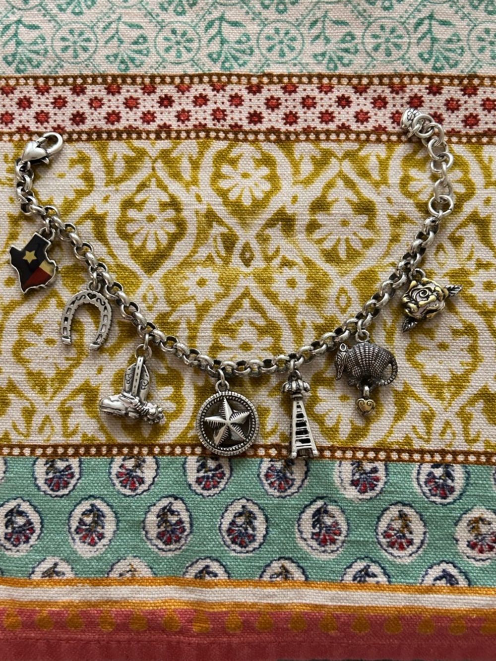 Silver Charm Bracelet with Star, Lighthouse & Horseshoe Charms